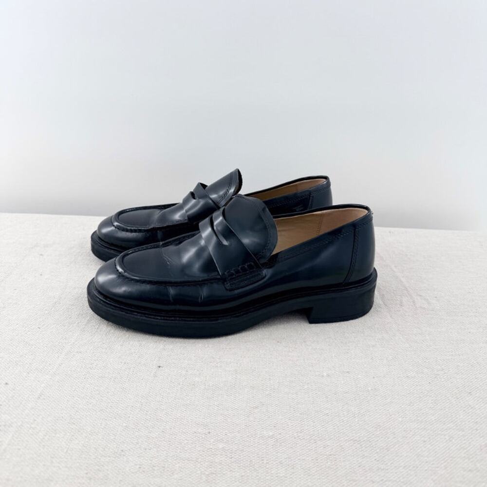 Tony Bianco Leather Slip On Chunky Sole Loafers Shoes Black Women's Size US 8